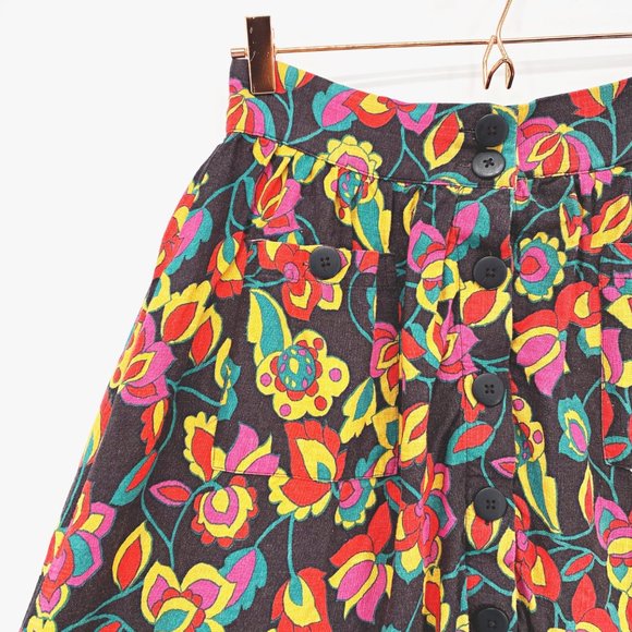 Modcloth Button Front Floral Full Skirt - Picture 2 of 10
